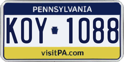 PA license plate KOY1088