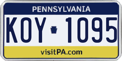 PA license plate KOY1095
