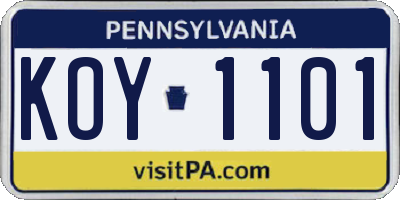 PA license plate KOY1101