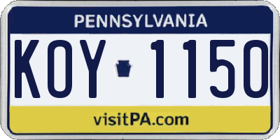 PA license plate KOY1150