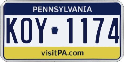 PA license plate KOY1174