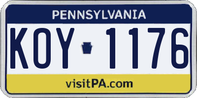PA license plate KOY1176