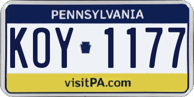 PA license plate KOY1177