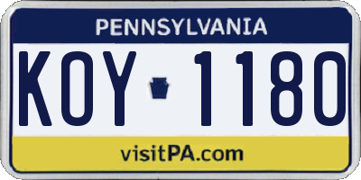 PA license plate KOY1180