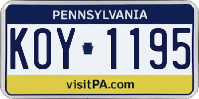 PA license plate KOY1195