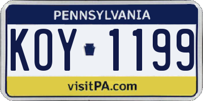 PA license plate KOY1199
