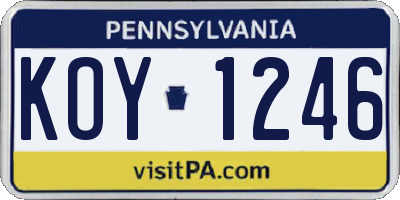 PA license plate KOY1246