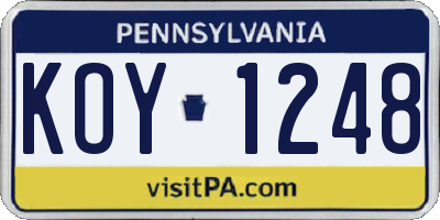 PA license plate KOY1248
