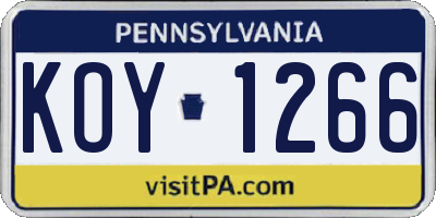 PA license plate KOY1266