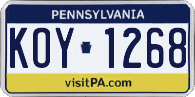 PA license plate KOY1268