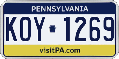 PA license plate KOY1269