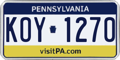 PA license plate KOY1270