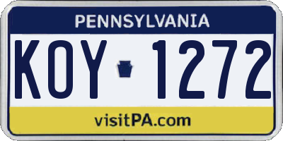 PA license plate KOY1272