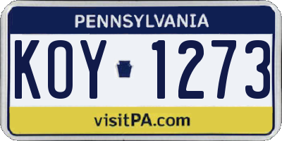 PA license plate KOY1273