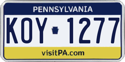 PA license plate KOY1277