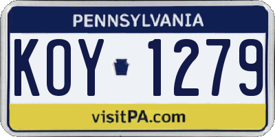 PA license plate KOY1279