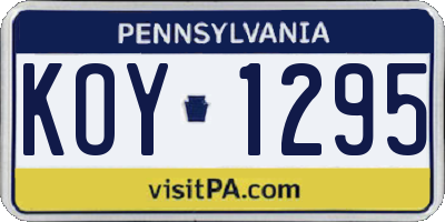 PA license plate KOY1295