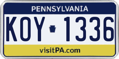 PA license plate KOY1336