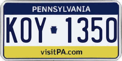 PA license plate KOY1350