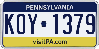 PA license plate KOY1379