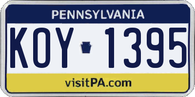 PA license plate KOY1395