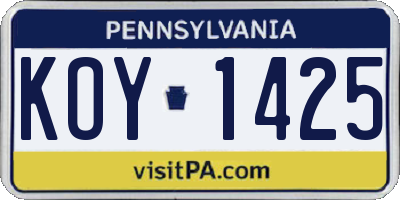 PA license plate KOY1425