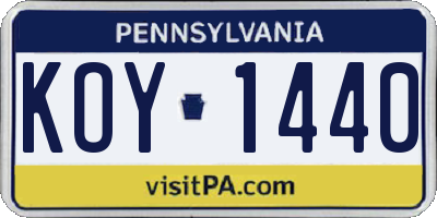 PA license plate KOY1440