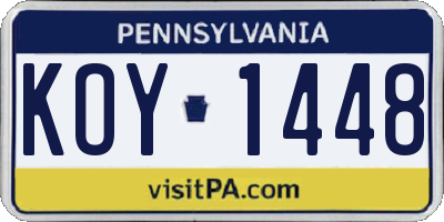 PA license plate KOY1448