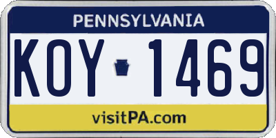 PA license plate KOY1469