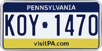 PA license plate KOY1470