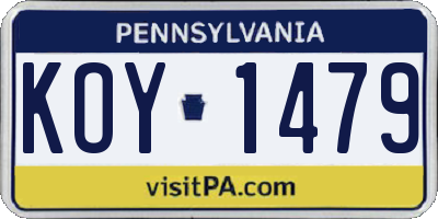 PA license plate KOY1479