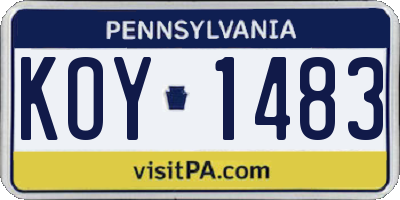 PA license plate KOY1483