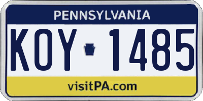 PA license plate KOY1485
