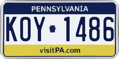 PA license plate KOY1486