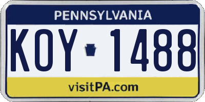 PA license plate KOY1488