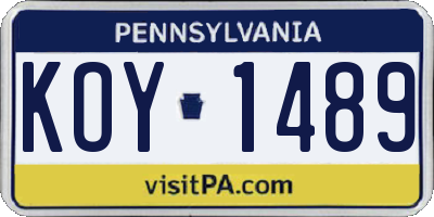 PA license plate KOY1489