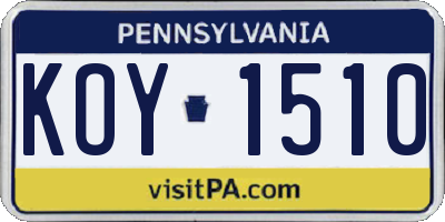 PA license plate KOY1510