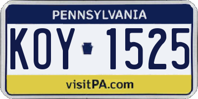 PA license plate KOY1525