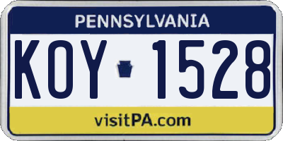 PA license plate KOY1528