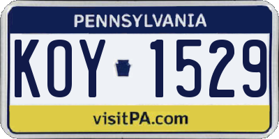 PA license plate KOY1529