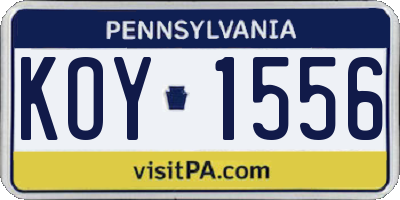PA license plate KOY1556