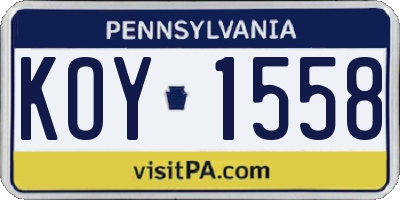PA license plate KOY1558