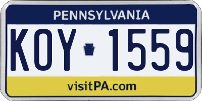 PA license plate KOY1559
