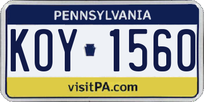 PA license plate KOY1560