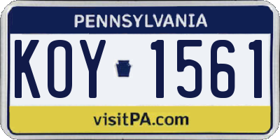 PA license plate KOY1561