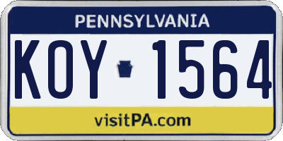 PA license plate KOY1564