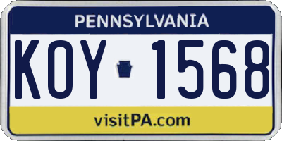 PA license plate KOY1568