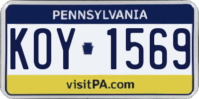PA license plate KOY1569