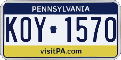 PA license plate KOY1570