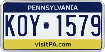 PA license plate KOY1579
